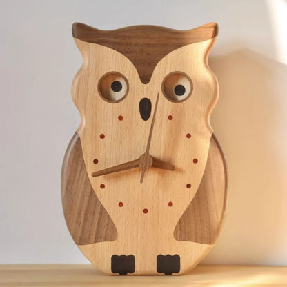 Wooden Owl Desk Clock