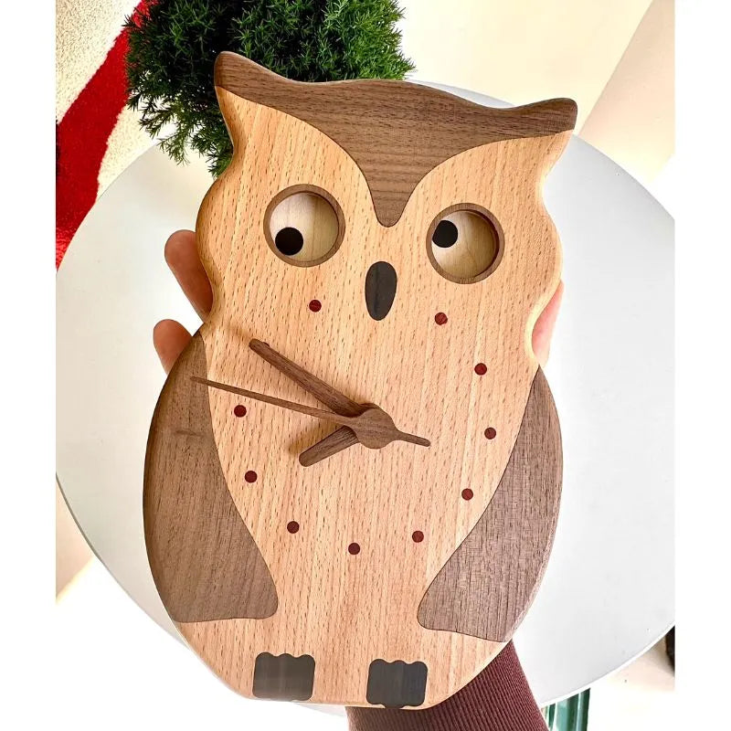 Wooden Owl Desk Clock