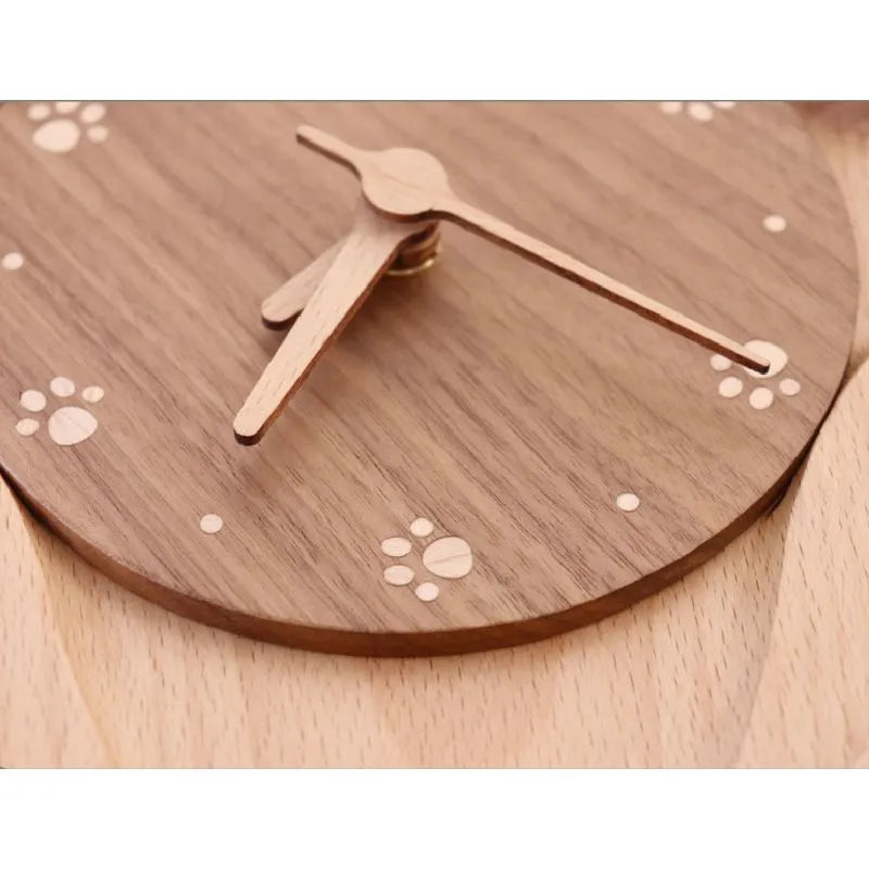 Wooden Cat Pendulum Wall Clock