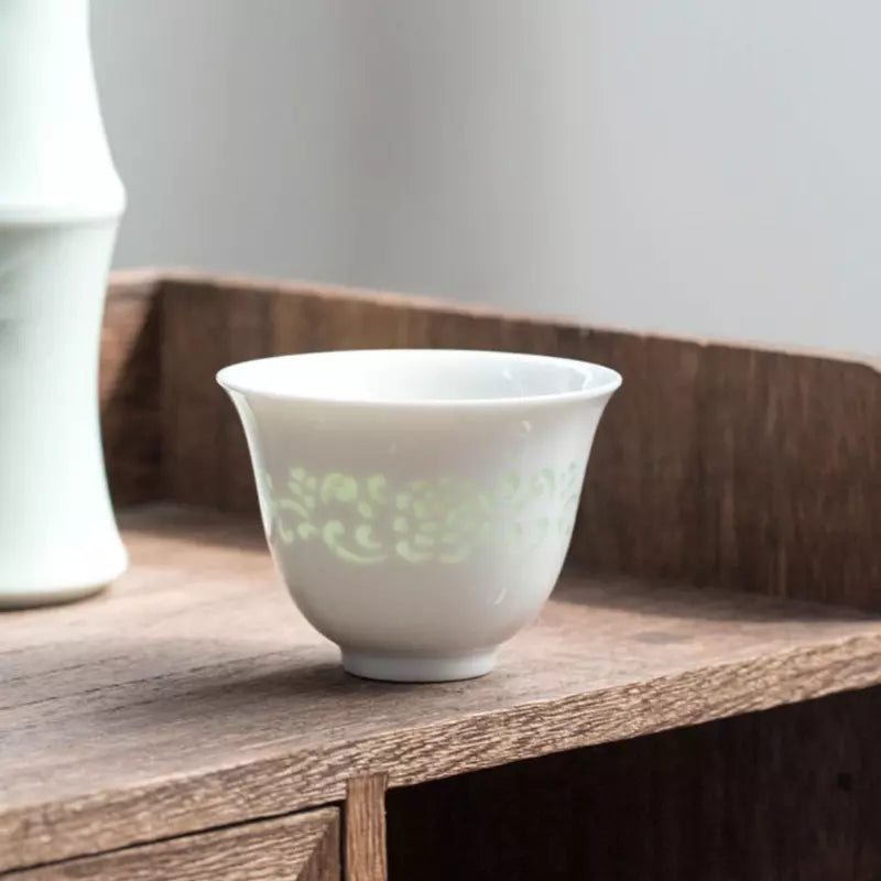 White Porcelain Linglong Entwined Branches Cup - 60ml