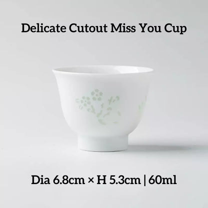 White Porcelain Linglong Thinking of You Cup - 60ml