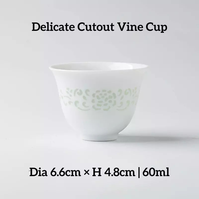 White Porcelain Linglong Entwined Branches Cup - 60ml