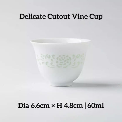 White Porcelain Linglong Entwined Branches Cup - 60ml