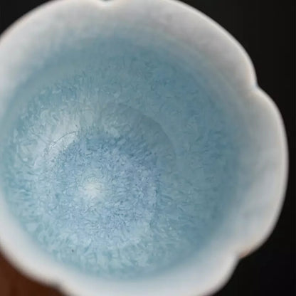 Blue Ice Crystalline Glaze 80ML Floral Cup